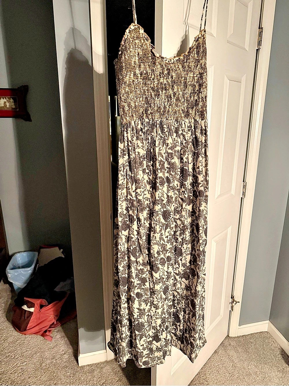 Free People Floral Maxi Dress in Black & White Size Small Like New